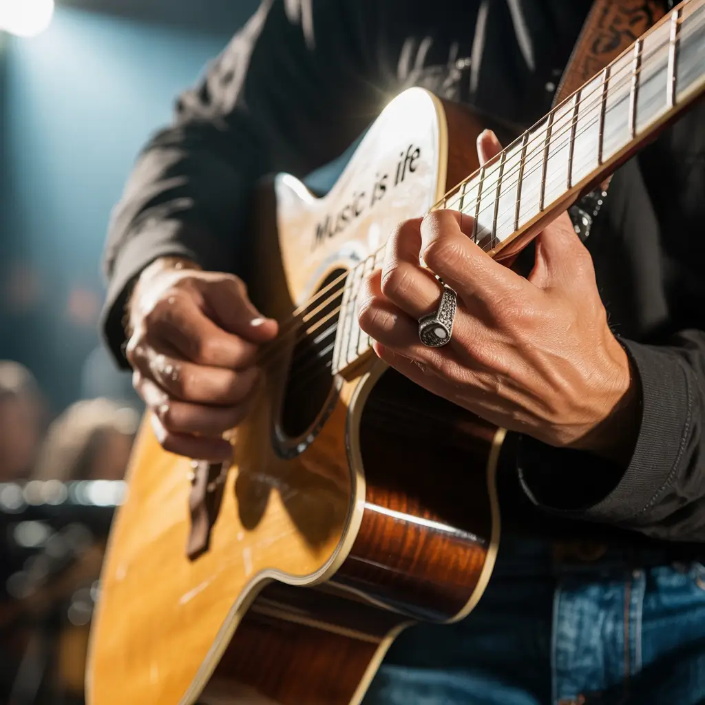 A guitarist's hand, showing passion and dedication